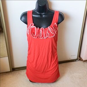 Arden B. bright peach ruffle tank top. Size XS